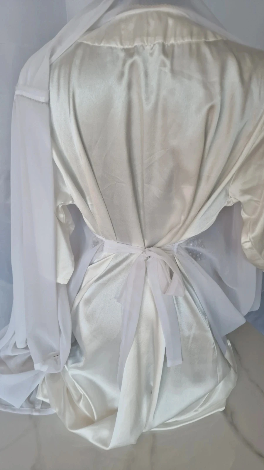 Robe Dubai blanche mariage strass & perles – S/M/L ajustable – portée 1 fois – photo 16